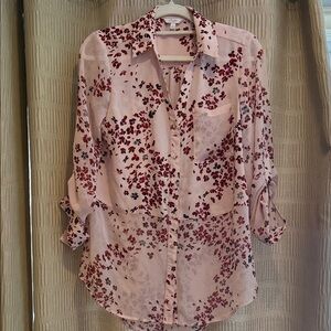 Candie's Pink Floral Sheer Blouse
